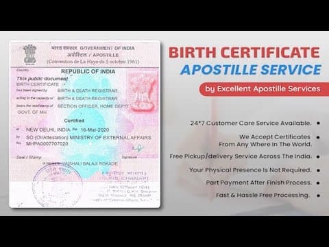 Watch video: Birth Certificate Apostille Services in India