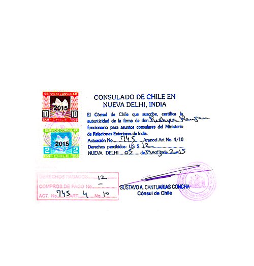Chile Embassy Stamp