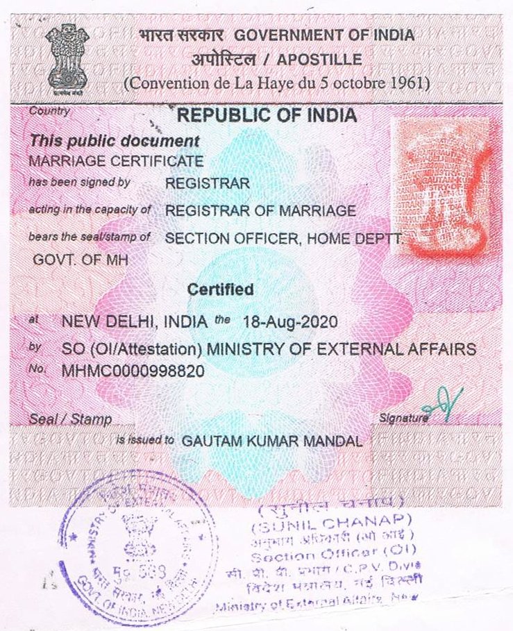 Marriage Certificate Apostille Services