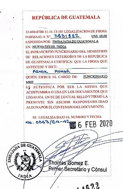 Guatemala Embassy Attestation