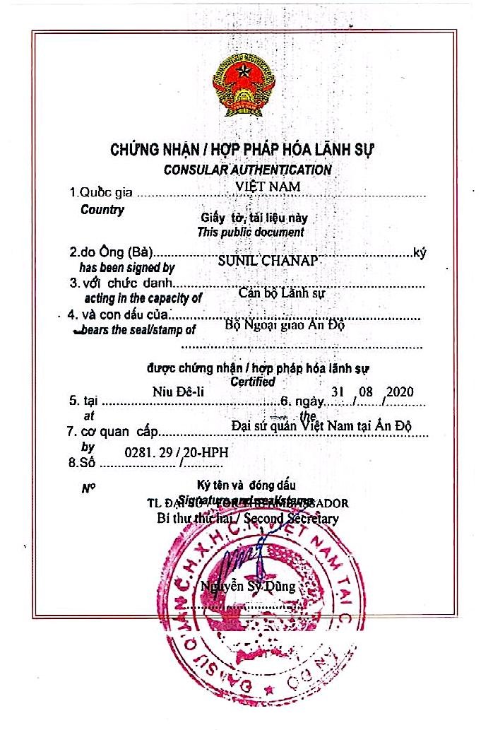 Vietnam Embassy Attestation