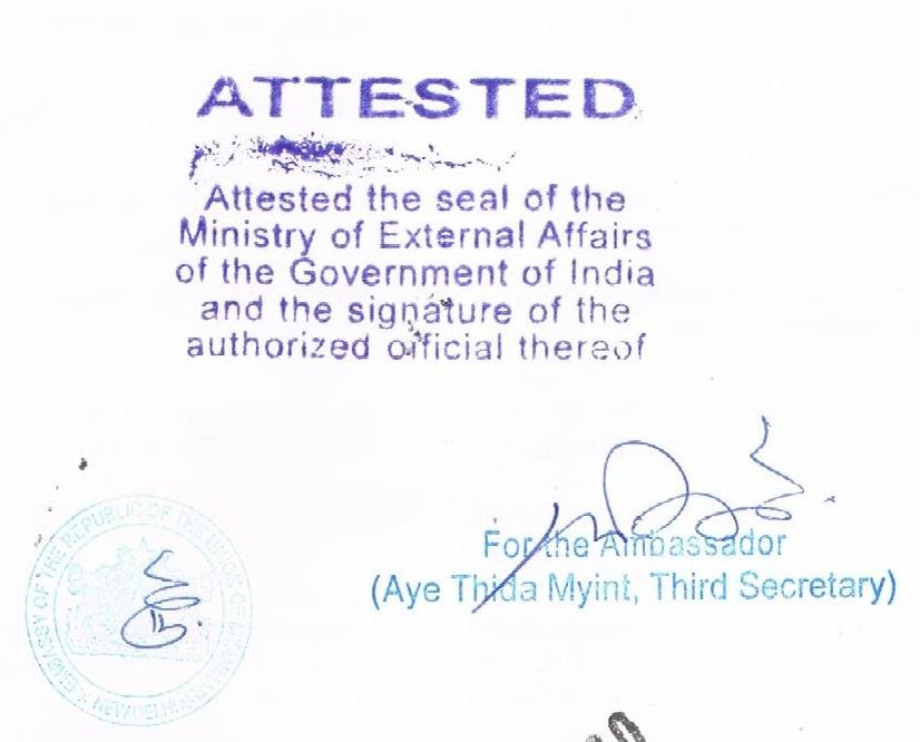 Myanmar Embassy Attestation