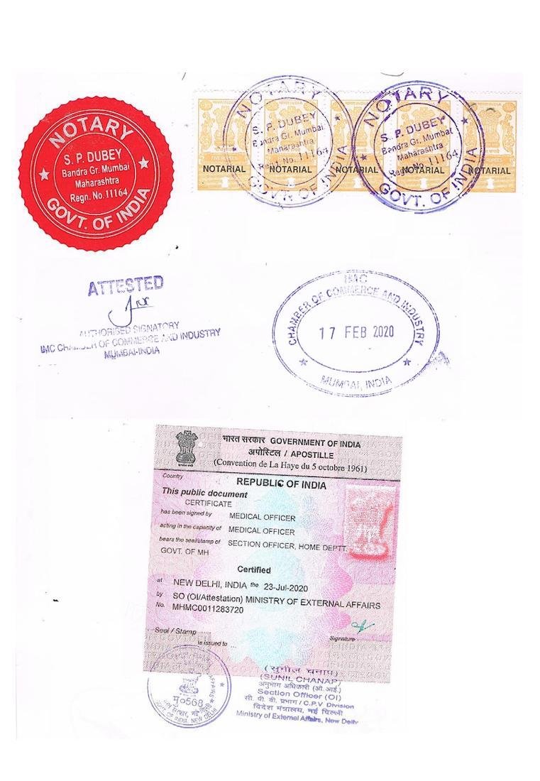 Apostille Stamp with Chamber of Commerce stamp