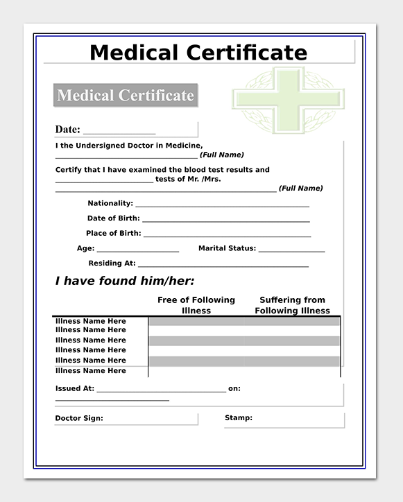 Medical Certificate