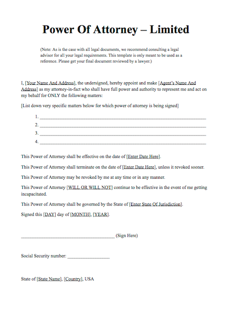 power of attorney Attestation