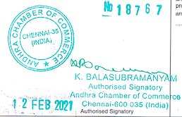 Andhra Chamber of Commerce Attestation